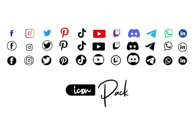 iconen en social media logo's collectie voor visitekaartjes en webs, icon pack, iconen pack gratis