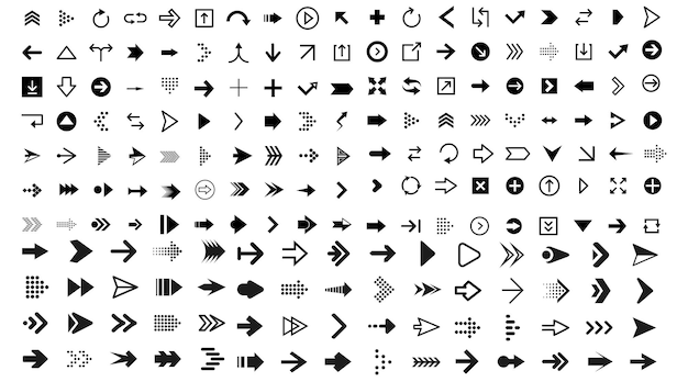 Iconen instellen Pijlpijl Pijlvectorcollectie Pijl Cursor Moderne eenvoudige pijlen Vectorillustratie