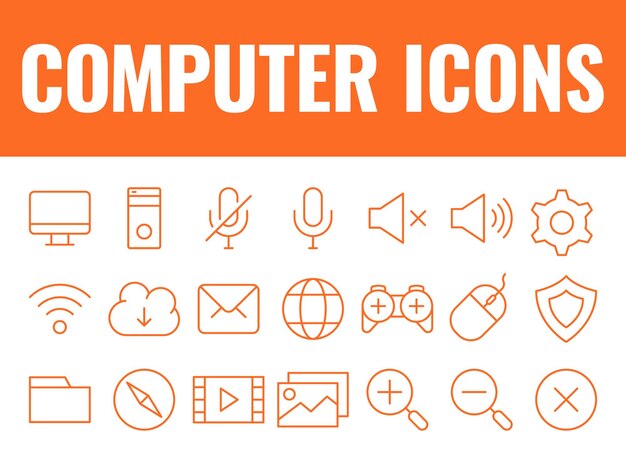 Iconen op de computer vector computer icons vector pc icons illustraties desktop icons