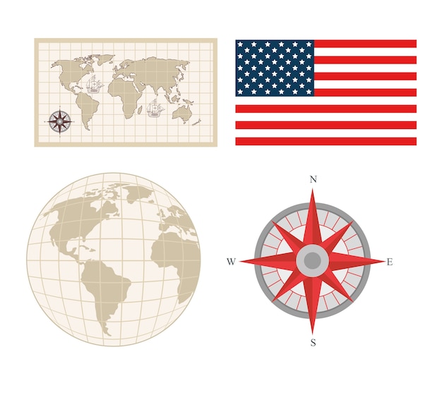 Iconen set van happy columbus day national usa vakantie