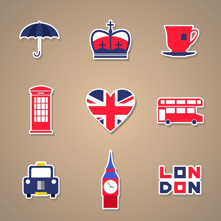 Vector iconen set van londen stickers vector illustratie
