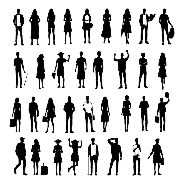 Iconen set van mensen silhouetten silhouetten mensen zakelijke iconen