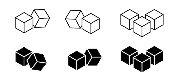 Iconen set van suikerblokjes Iconen van suiker Vector illustratie