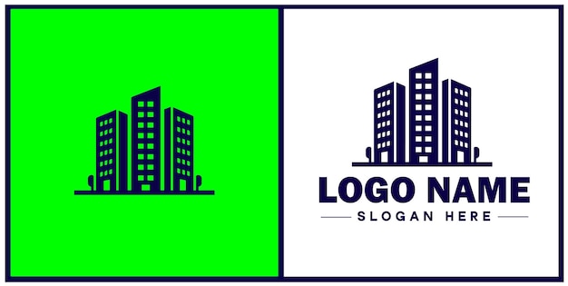 Iconen van appartementencomplexen Wooncomplexen Huizenontwikkeling Appartementengebouw plat logo teken symbool bewerkbare vector