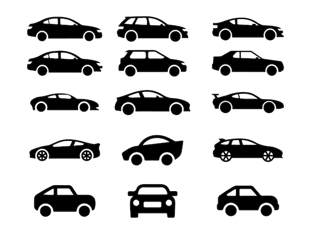 Iconen van auto's op witte achtergrond