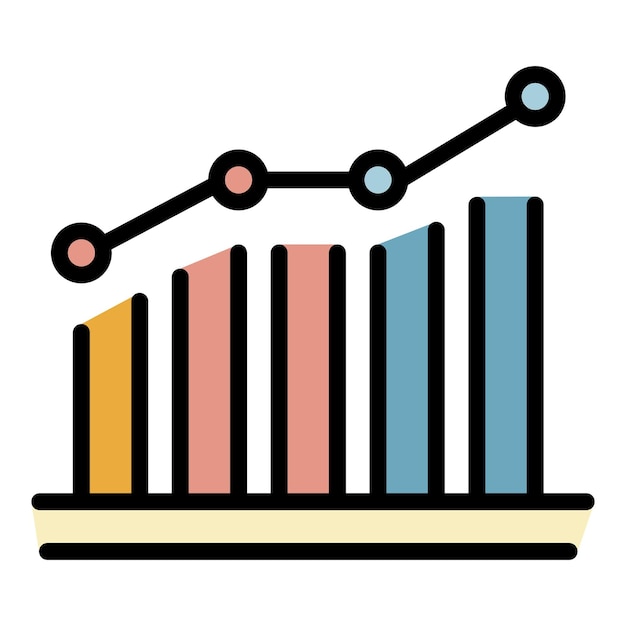 Iconen van de credit score geschiedenis Outline credit score geschiedenis vector iconen kleur plat geïsoleerd