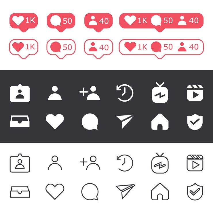 Iconen van de gebruikersinterface van sociale media