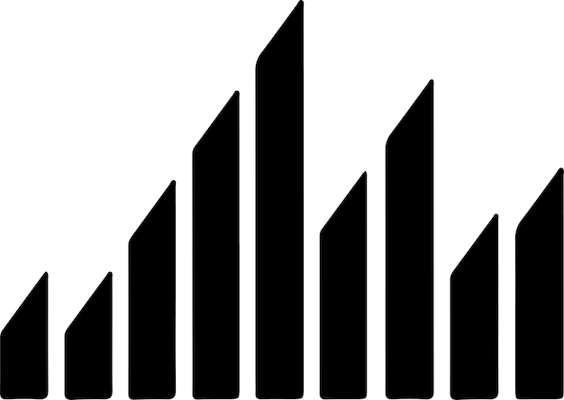 Vector iconen van de grafiek zwart silhouet met doorzichtige achtergrond