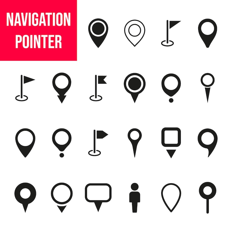 Vector iconen van de kaartwijzer zijn ingesteld.