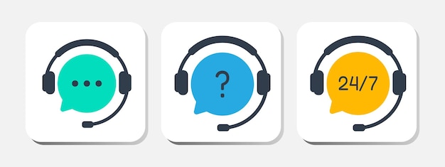 Iconen van de klantenservice Chat-vector-iconen Symbolen van het callcenter Headset-symbolen Hotline