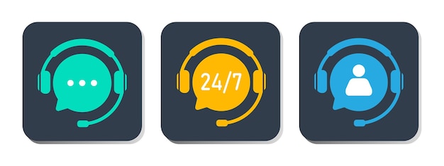 Iconen van de klantenservice Chat-vector-iconen Symbolen van het callcenter Headset-symbolen Hotline