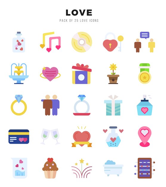 Iconen van de liefde set Vector illustratie