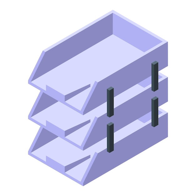 Vector iconen van de papierbak van de kast isometrische vector briefinbox-eenheid regelsysteembenodigdheden