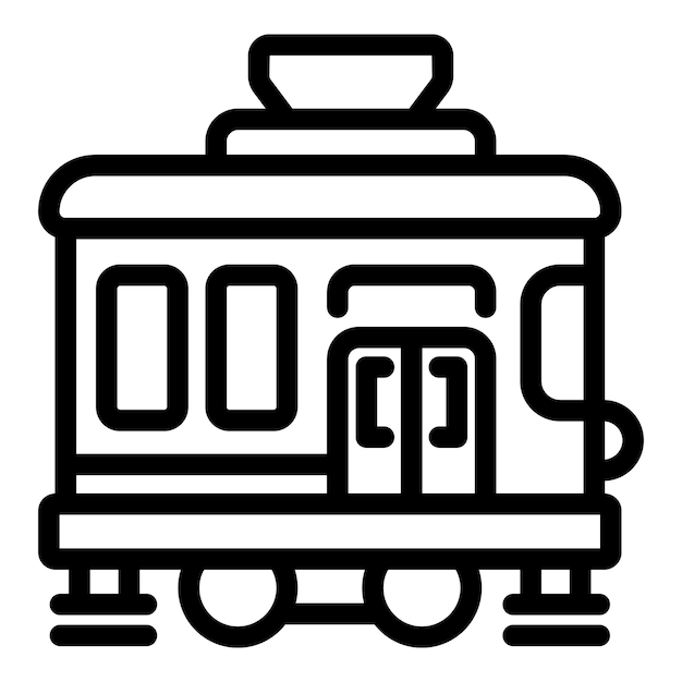 Iconen van de tram van de stad Lissabon, vector van de omtrek, cultuur, architectuur