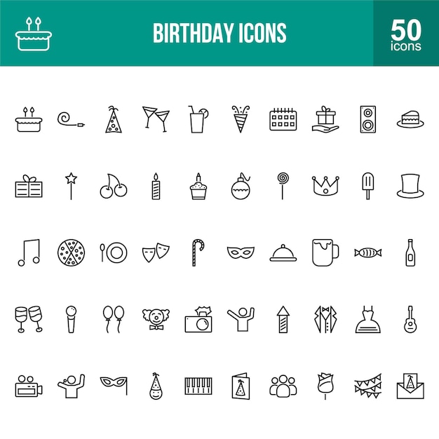 Iconen van de verjaardagslijn