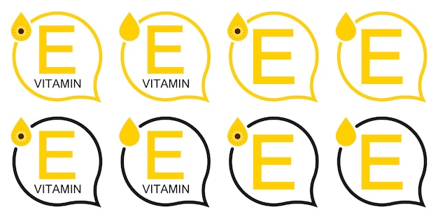 Iconen van de vitamine e-set geïsoleerde symbolen vectorillustratie