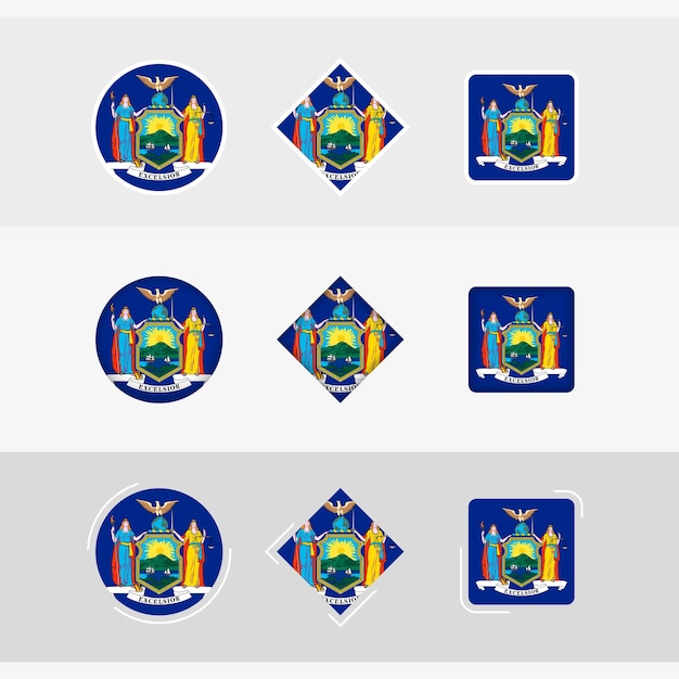 Iconen van de vlag van New York stellen de vectorvlag van New York in