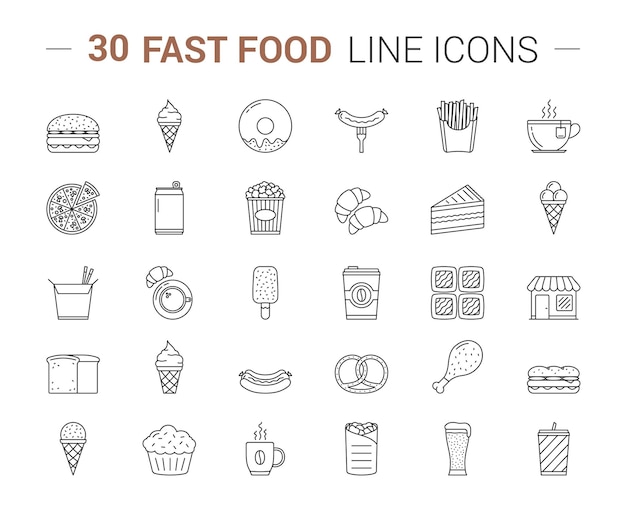 Iconen van fastfoodlijnen