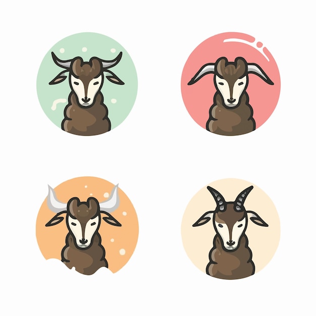 Iconen van geiten op een witte achtergrond
