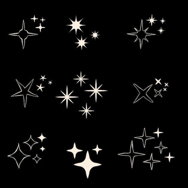 Iconen van glinsterende sterren Iconen die schitteren Sterren schitteren vector