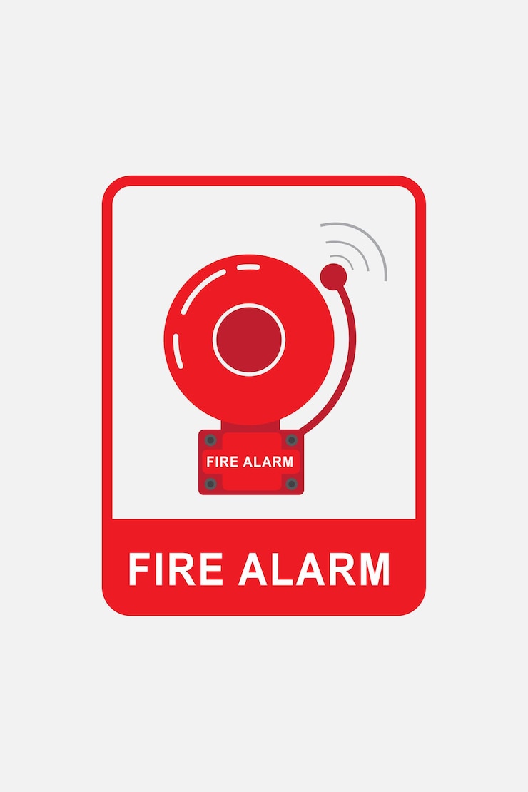 Vector iconen van het brandalarmsysteem zijn ingesteld rode bel