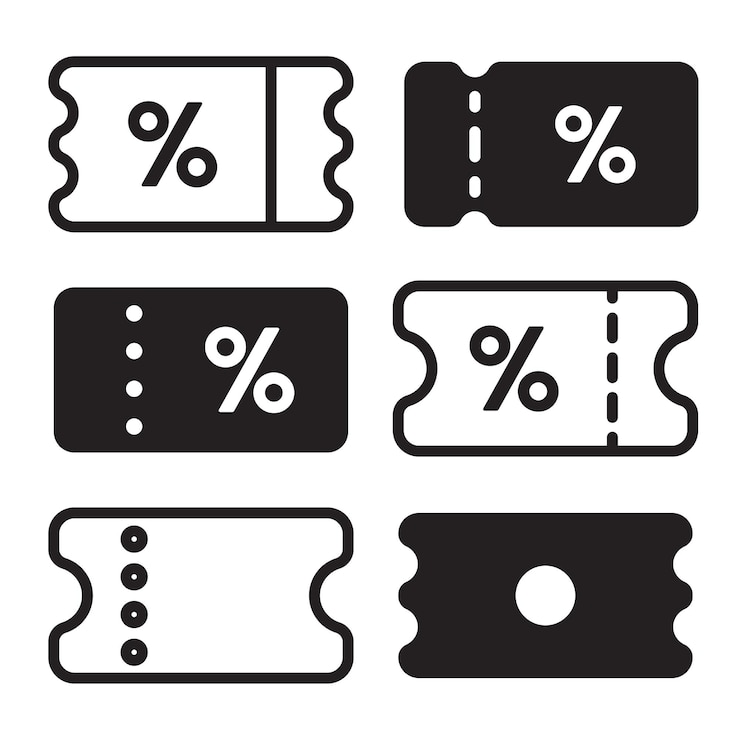 Vector iconen van kortingscoupons