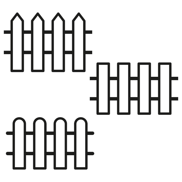 Iconen van lineaire hekken Omheining en beveiliging Afbeelding van de grens Vectorillustratie EPS 10