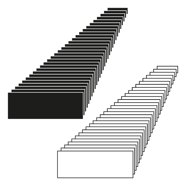 Iconen van platte kubussen Zwarte en witte vormen Vector 3D-ontwerp Abstracte geometrische collectie