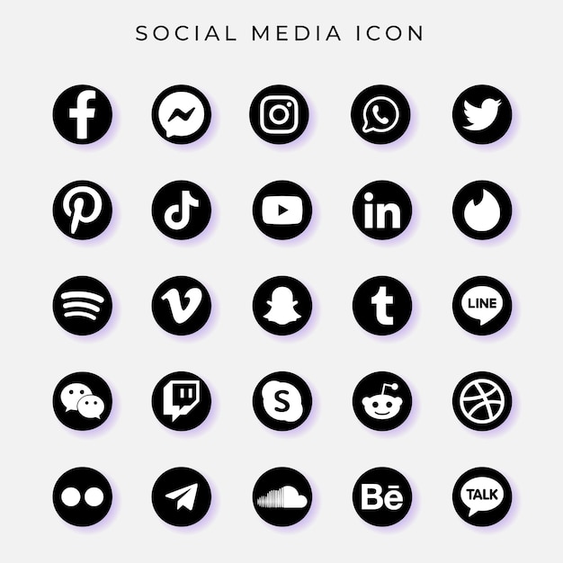 Vector iconen van sociale media vector ingesteld met facebook instagram twitter tiktok youtube logo's