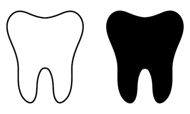Vector iconen van tanden in platte en lijnende kunststijl