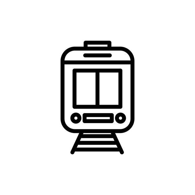 Iconen van treinen in de ondergrondse metro of spoorwegvector symbool treinvervoersbord in zwarte gevulde en omschreven stijl