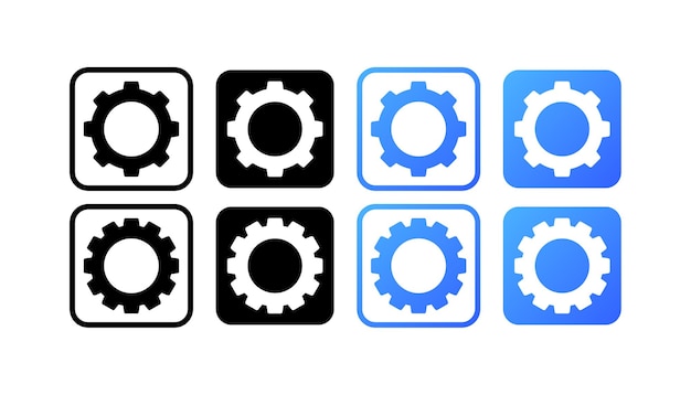 Iconen van versnellingen verschillende stijlen zwarte set van versnellingsiconen vectoriconen