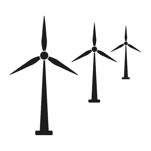 Iconen van windgeneratoren. Alternatieve kracht. Groene energie. Vector illustratie.