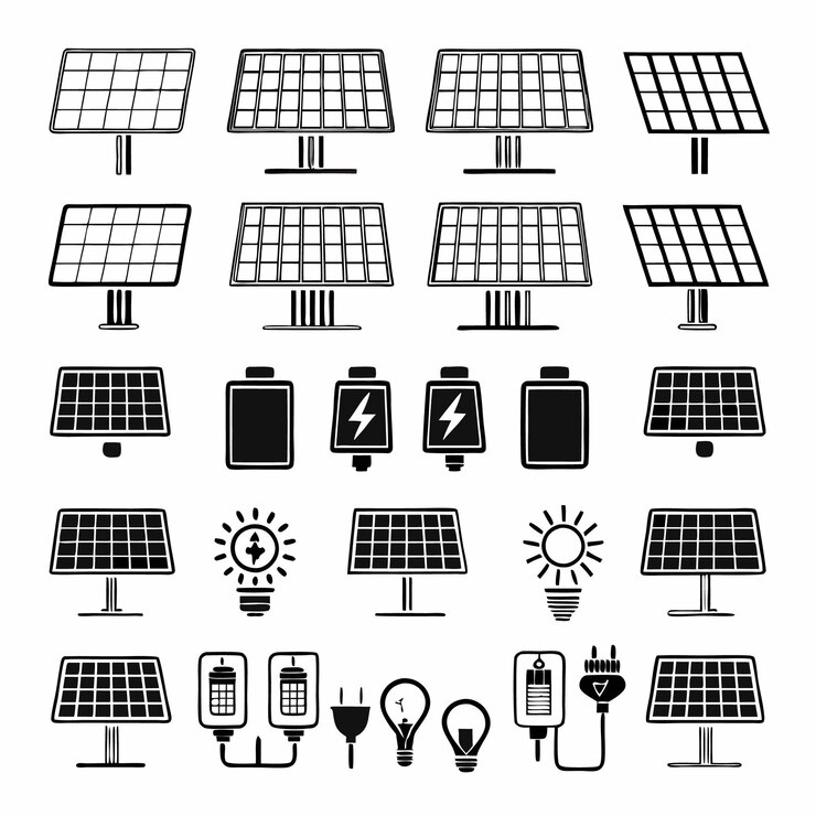 Vector iconen van zonnepanelen