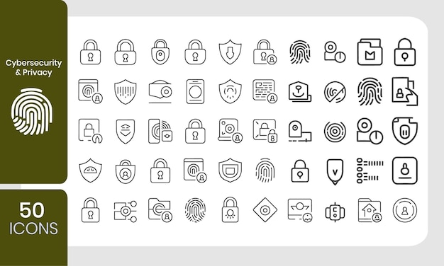 Iconen voor cybersecurity en privacy