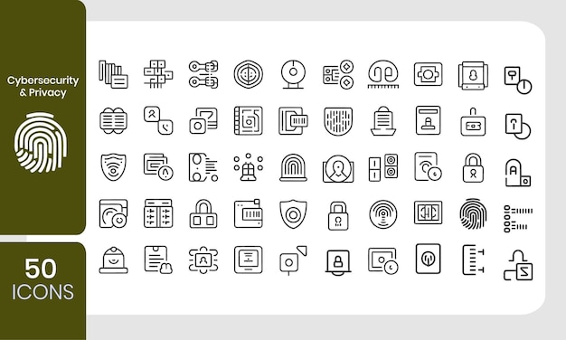 Iconen voor cybersecurity en privacy
