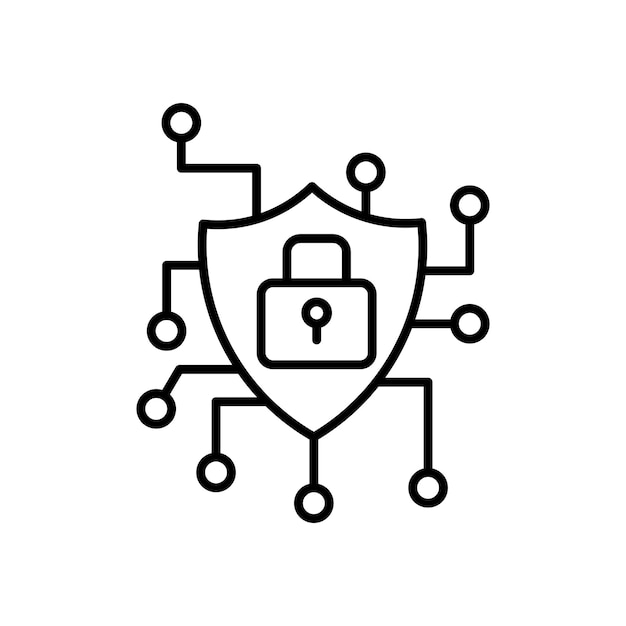 Iconen voor cybersecurity set digitaal systeem data tech veiligheid vector symbool computer toegang slot teken cybersecure pictogram