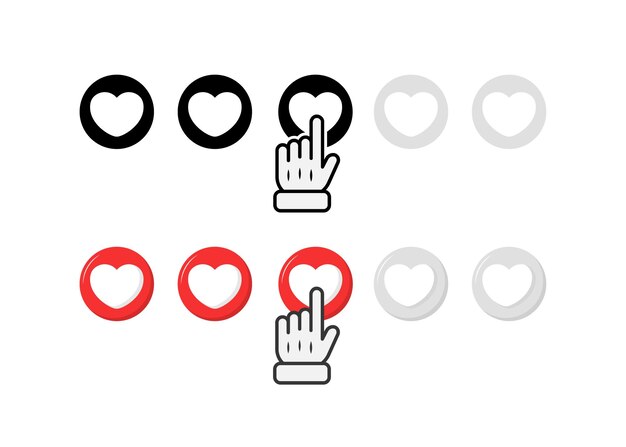 Iconen voor de hartslag Silhouet en vlakke stijl Vector-iconen