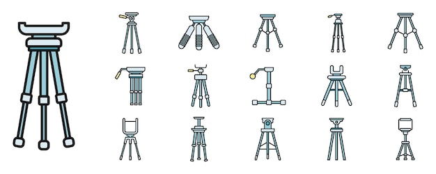 Iconen voor de steun van de statief worden in de kleurlijn van de vector ingesteld