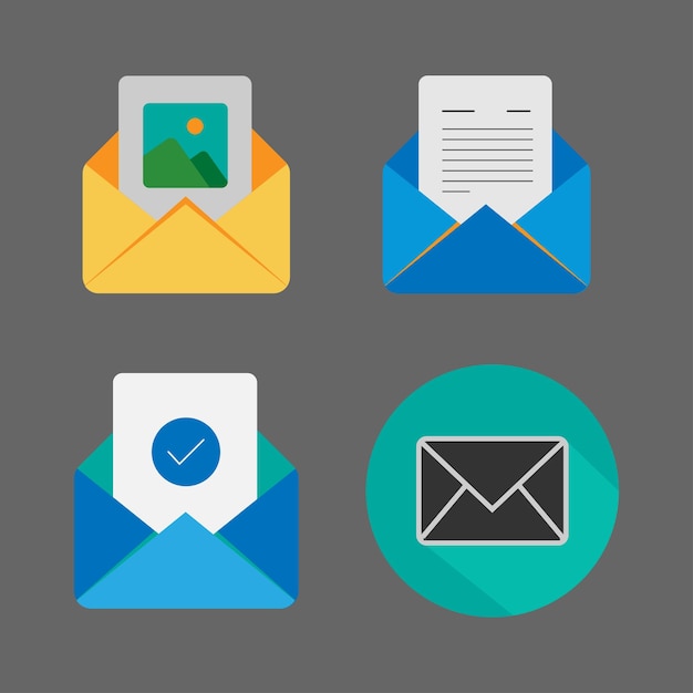 Iconen voor e-mail Meerkleurige berichten Vector-iconenontwerp