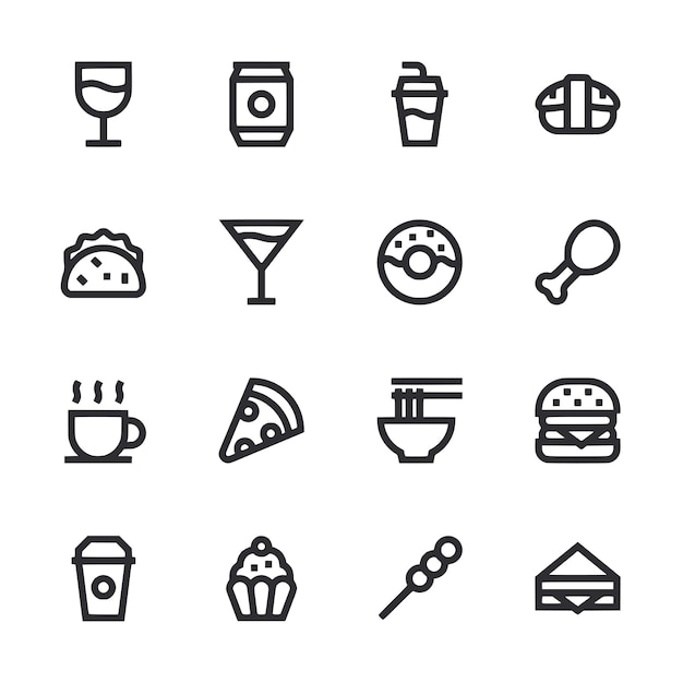 Iconen voor eten en drinken