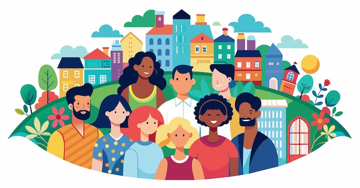 Vector iconen voor gemeenschapszorg en teamhulp illustratie