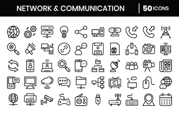 Iconen voor het netwerk en de communicatie