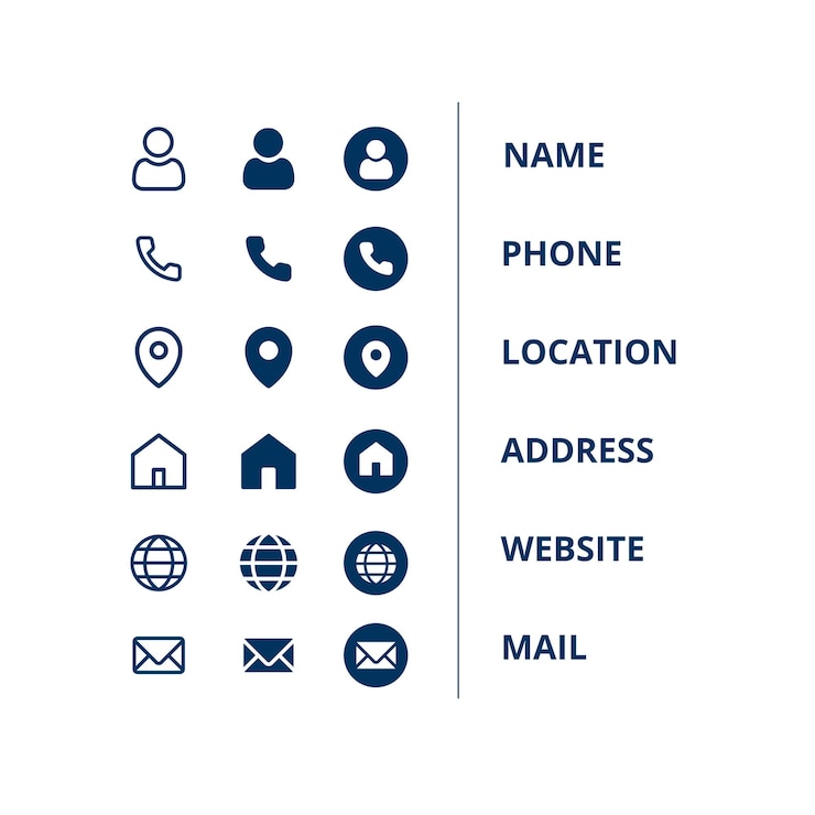 Vector iconen voor het ontwerpen van visitekaartjes