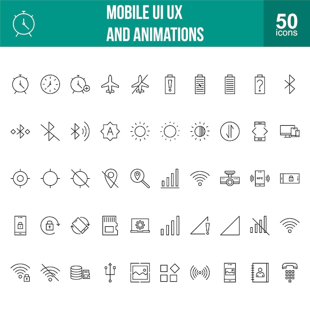 Iconen voor mobiele UI en animaties