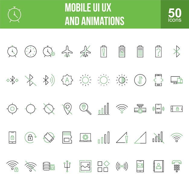 Iconen voor mobiele UI en animaties