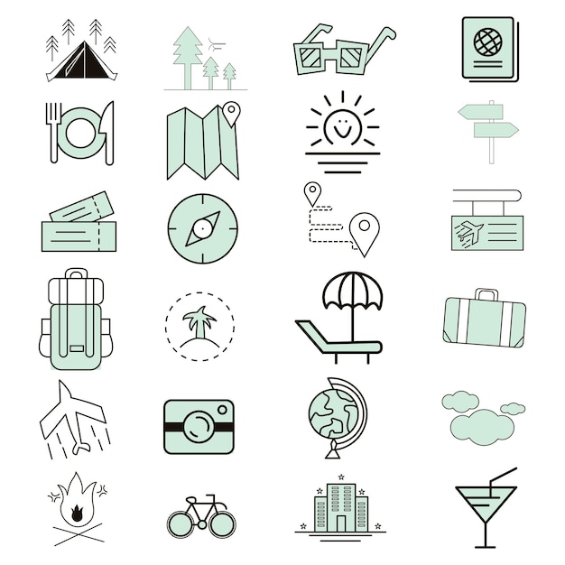 Iconen voor reizen ingesteld