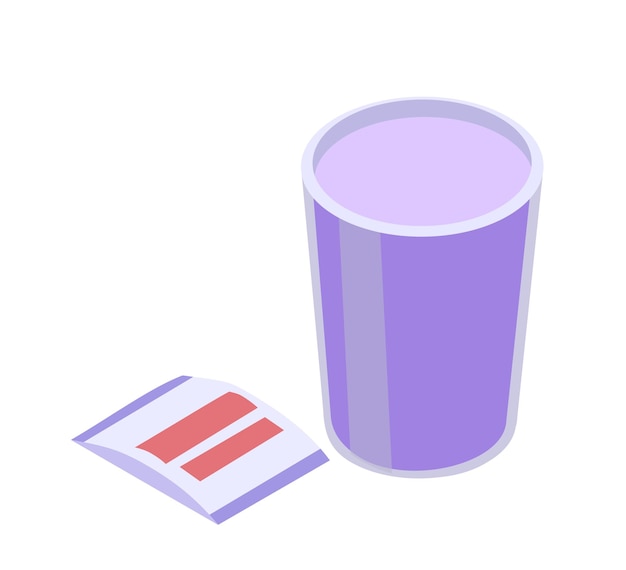 Iconen voor tandenpoetsen Glas met verpakking met geneesmiddelen Gezondheidszorg en geneeskunde Tandheelkunde en stomatologie Template en lay-out Cartoon isometrische vectorcollectie geïsoleerd op witte achtergrond