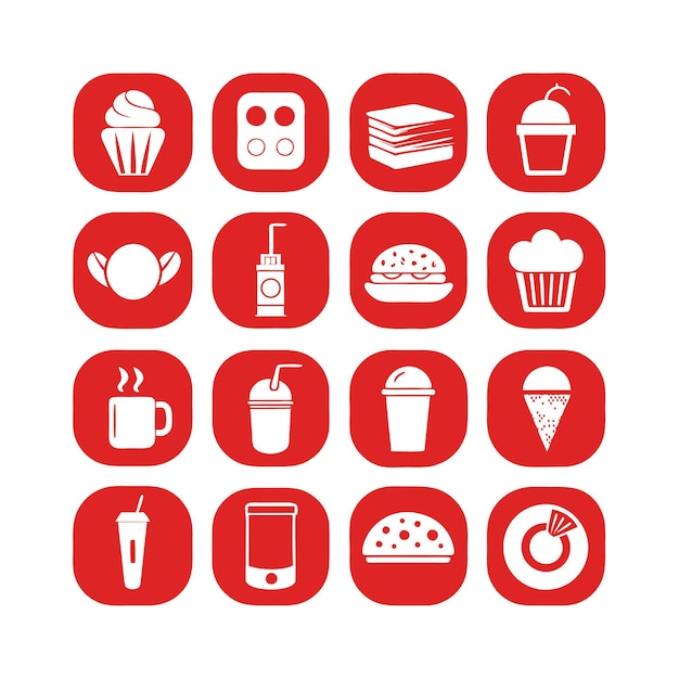 Iconen voor voedsel en drank Vectorillustratie voor documenten, websites en mobiele toepassingen