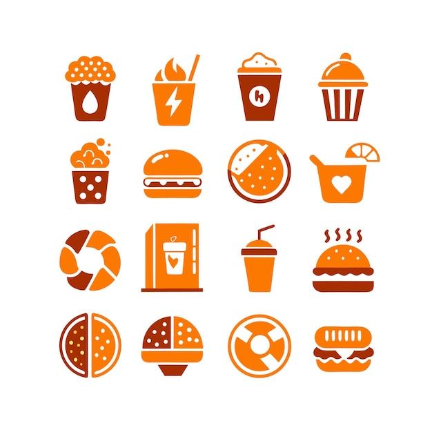 Iconen voor voedsel en drank Vectorillustratie voor documenten, websites en mobiele toepassingen